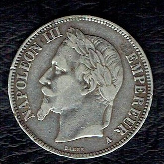 5 francs argent Napoléon III 1868 A