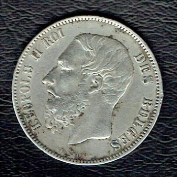 5 Francs en argent Léopold II 1873