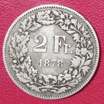 SUISSE - 2 FRANCS 1878 B Argent