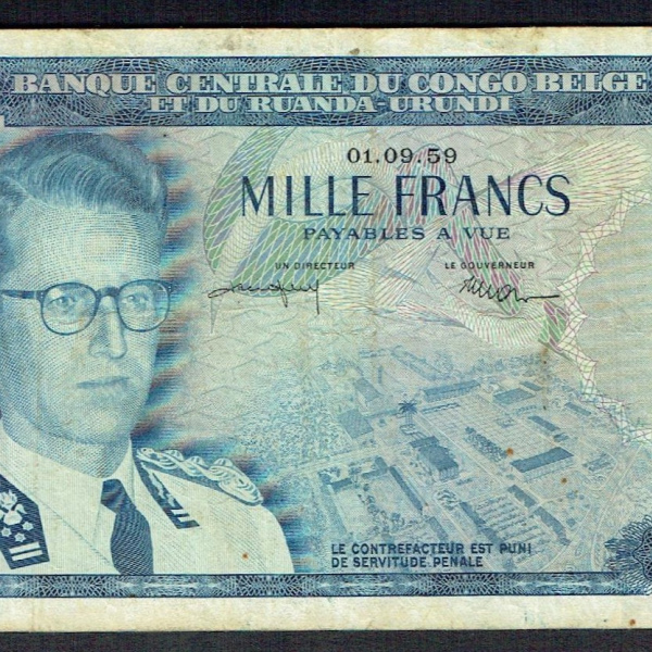 1000 Francs CONGO BELGE 1959 P.35