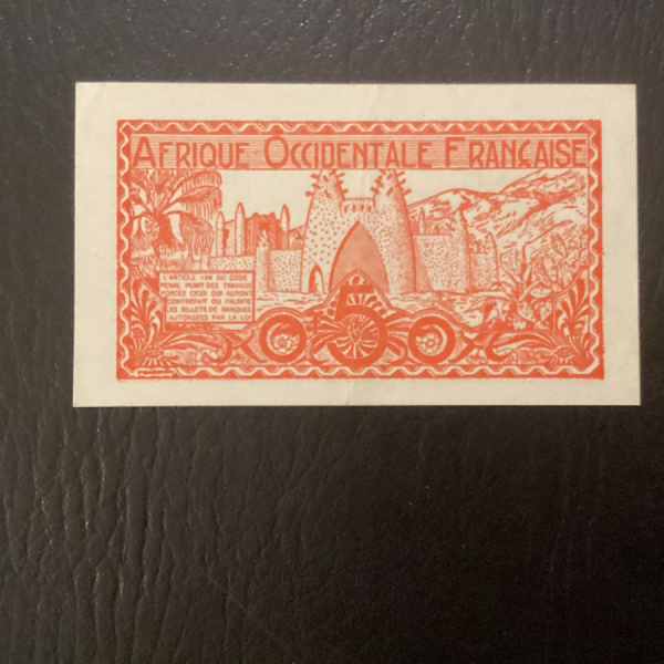 AFRIQUE OCCIDENTALE FRENCH WEST AFRICA AOF Billet 50 CENTIMES 1944