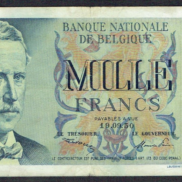 BILLET 500 FRANCS BELGIQUE 19-09-1950 VENTE06