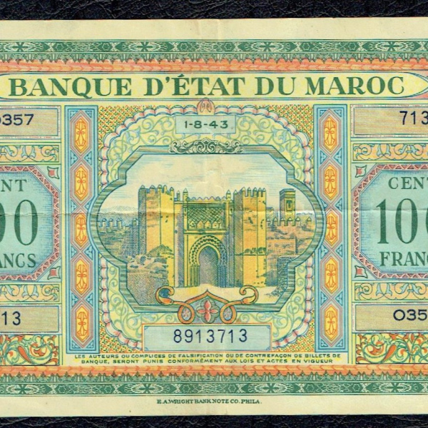 Maroc - 100 Francs - 1-8-1943