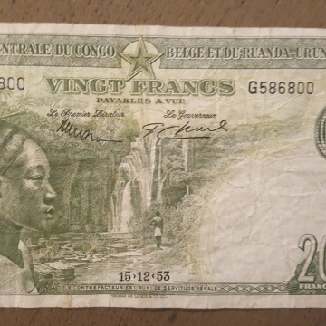 BILLET - 20 Francs CONGO BELGE DATE 15-12-1953