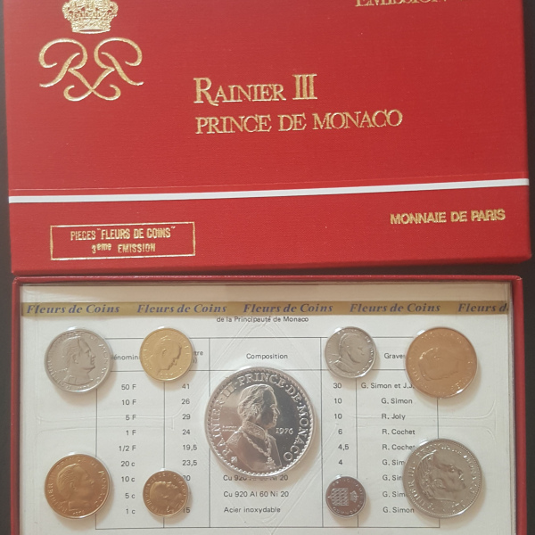 Série Fleur de Coin en Francs Monaco 1976