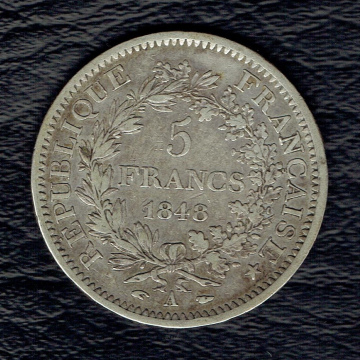 Pièce de 5 Francs Hercule en Argent de 1848 A ( PARIS )