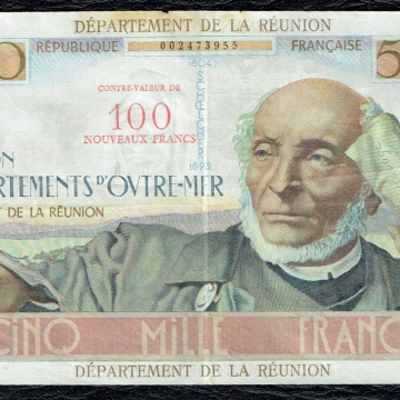 100 NF sur 5000 Francs Schoelcher ÎLE DE LA RÉUNION 