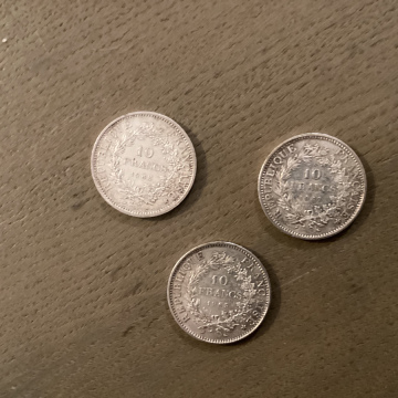 LOT 3 Piéces de 10 francs date 1965-1967 1968