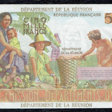 100 NF sur 5000 Francs Schoelcher ÎLE DE LA RÉUNION 