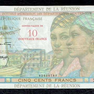 RÉUNION 10 NOUVEAUX FRANCS SUR 500 FRANCS