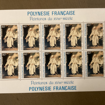 bloc de 10  timbres de 80 f  polynesie française 1981 Peitures du XVIII éme siécle