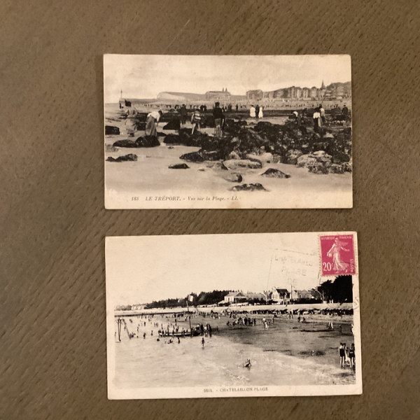 LOT 2 CARTES POSTALES ANCIENNES CATELAILLON PLAGE LE TREPORT . VUE SUR LA PLAGE