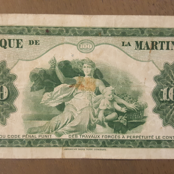 MARTINIQUE Billet de 100 FRANCS 1942  RARE