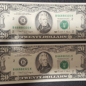 USA - SUITE DE 2 BILLETS DE 20 DOLLARS SERIE B 1990