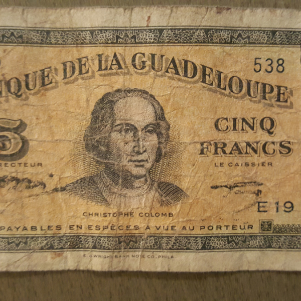 GUADELOUPE 5 FRANCS, 1942