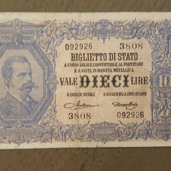 BILLET ITALIE - BANCONOTA ITALIA  Billet de 10 lire - 1918