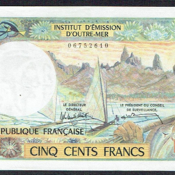 TAHITI Billet 500 Francs Papeete 