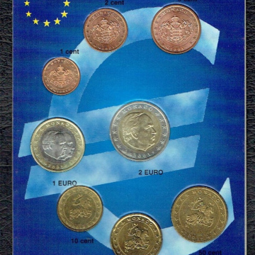 Série Euros Monaco, 8 pièces année 2001