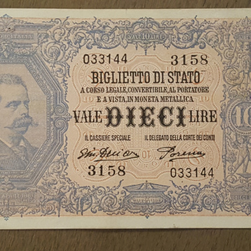 BILLET ITALIE - BANCONOTA ITALIA  10 lire - 1918