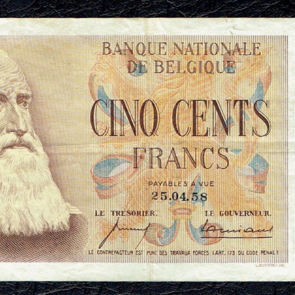 Belgique - 500 Francs Date 25.04.1958