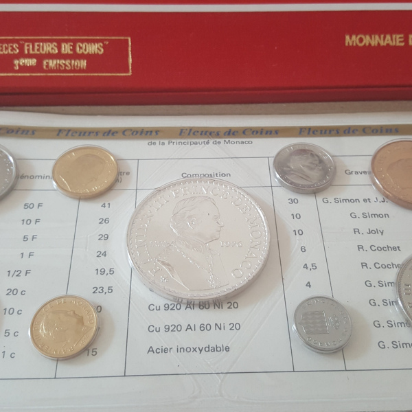 Série Fleur de Coin en Francs Monaco 1976