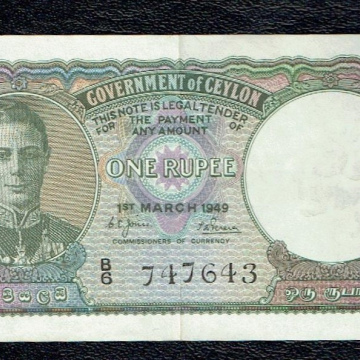 P34  Billet Ceylan une roupie  datée 1949