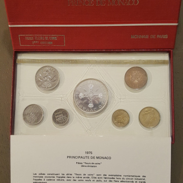 Numismatique Vente06.com Vente Serie Fleurs de coins Monaco 1975 - 50 Francs Argent 1975 Rainier III uniquement disponible dans cette série