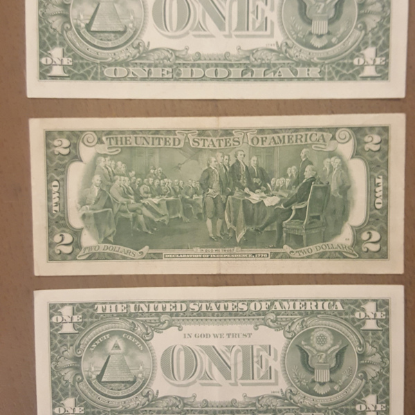 LOT 3 BILLETS USA 2 DOLLARS SERIE 1976 1 DOLLER  SERIE 1974 1 DOLLER  SERIE 1974